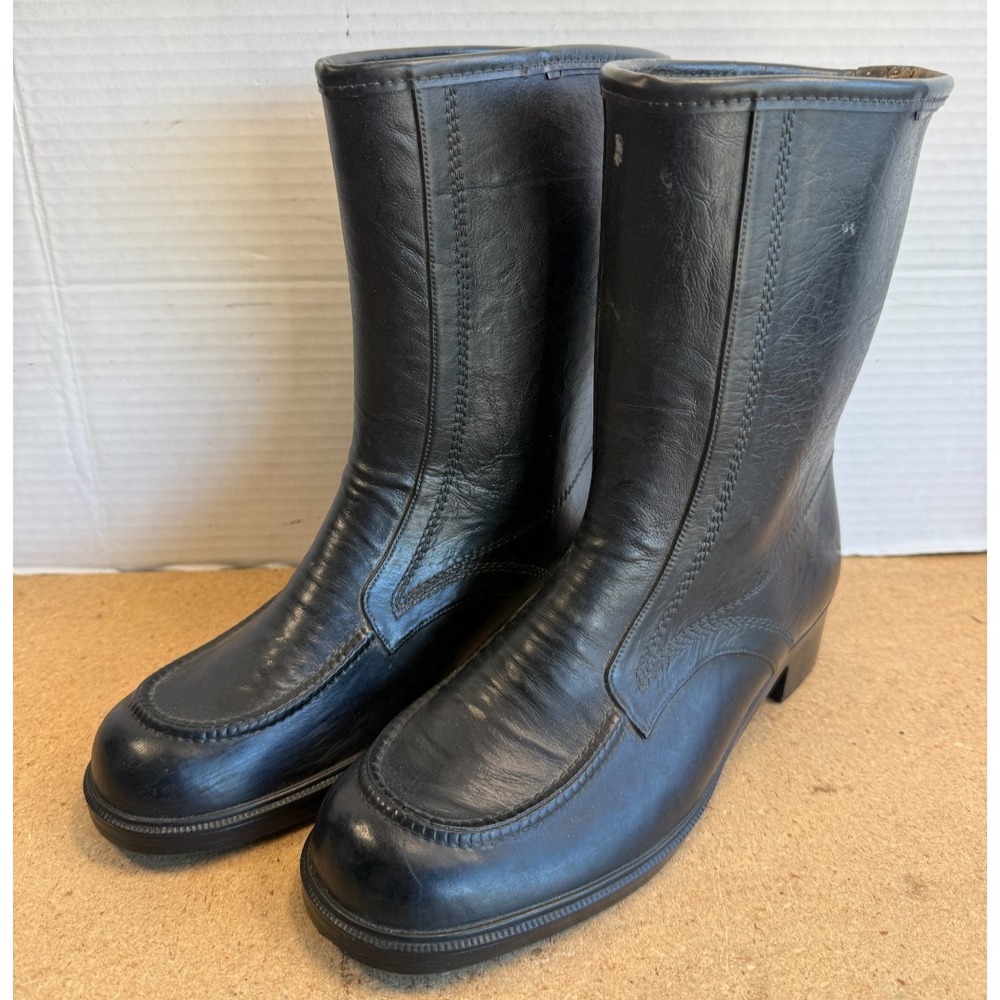 VTG Womens Sz 6 Unbranded Black Boots Rubber 1960's Waterproof Sherpa Lined